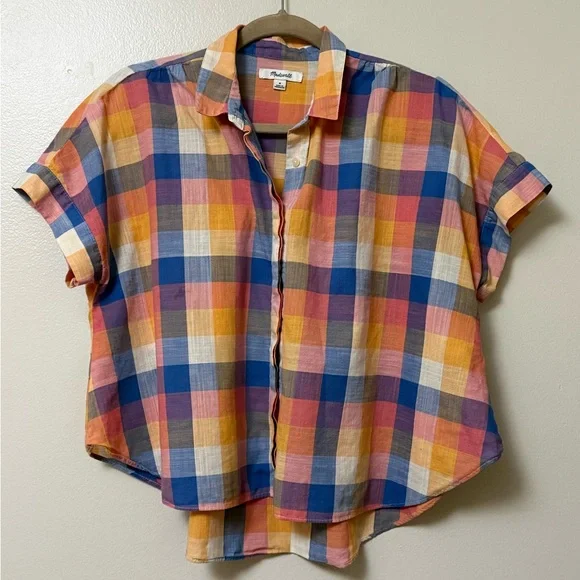 Madewell cotton Colorful Plaid Button-Up oversized Shirt - Picture 2 of 7